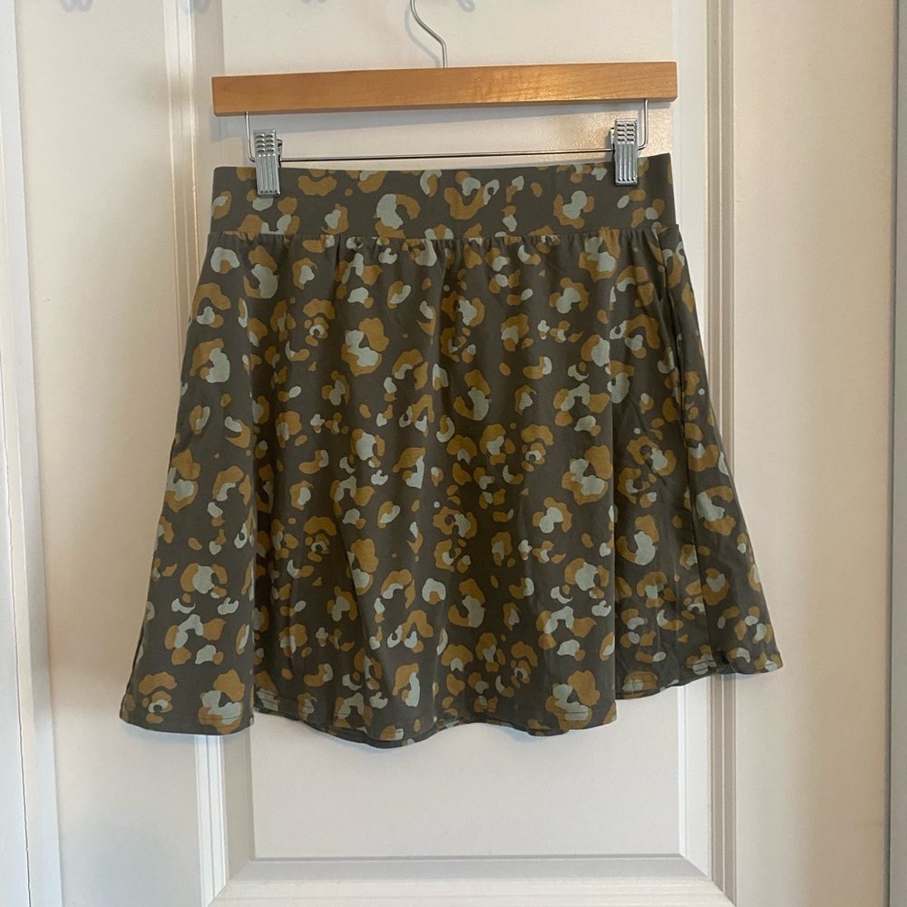 Pact Camo Leopard Skater Skirt - Olive and Beige